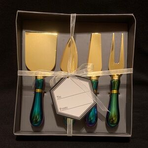 NWT Thirstystone 4 Piece Rainbow Iridescent Cheese Knife Set